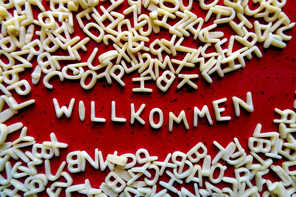 Willkommen: Buchstaben-Salat quadrtisch